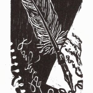 A Pena 2018, xilografia, 12 x 8 cm