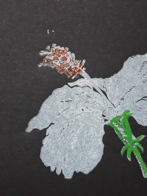 Hibisco branco_xilogravura_miniprint_1